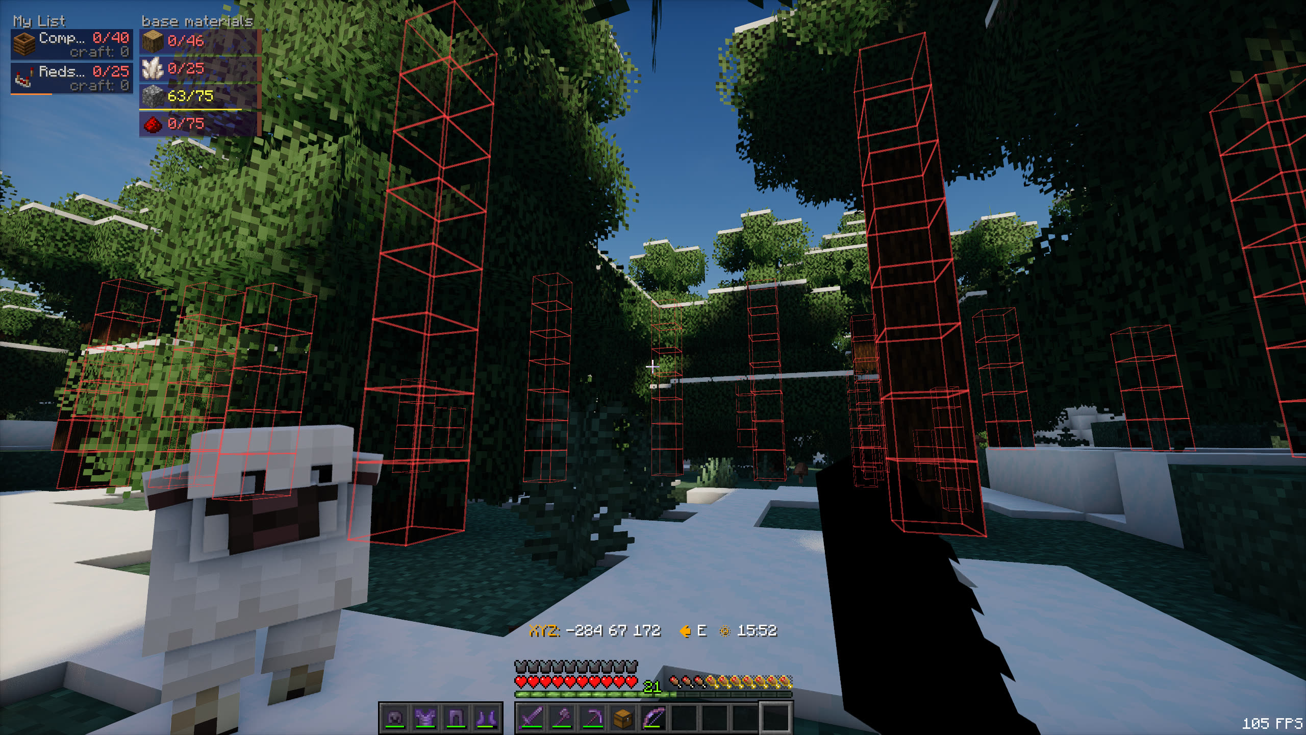 X-ray block outlines through terrain
